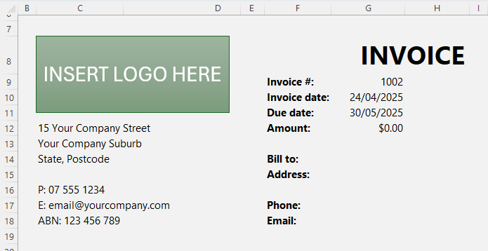 how to create an automated invoice in Excel?