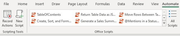 Automate tab on Excel Ribbon
