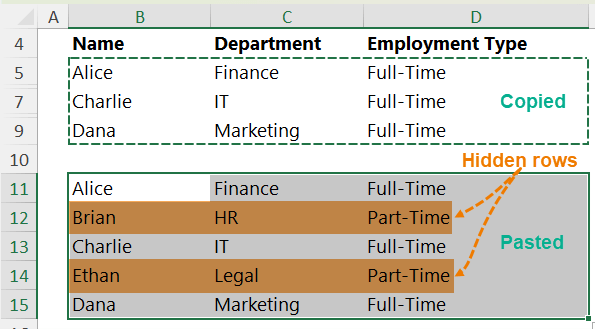how to copy only the visible cells in Excel?