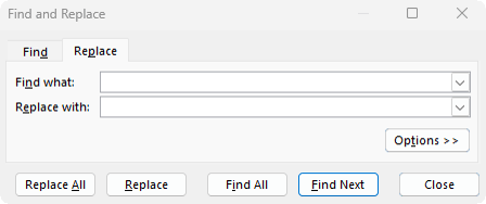 how to open the find and replace tool in Excel?