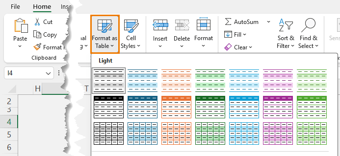 How to create dropdows
from tables in Excel?