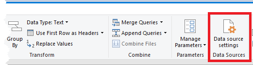data source setting excel