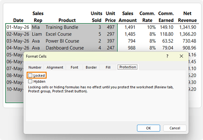 How to lock or unlock cells in Excel?