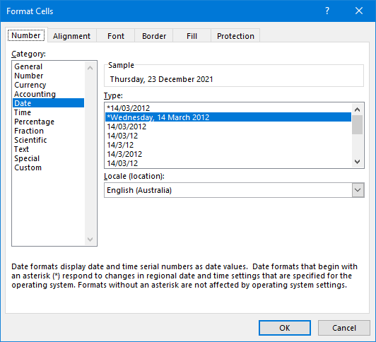 number format dialog