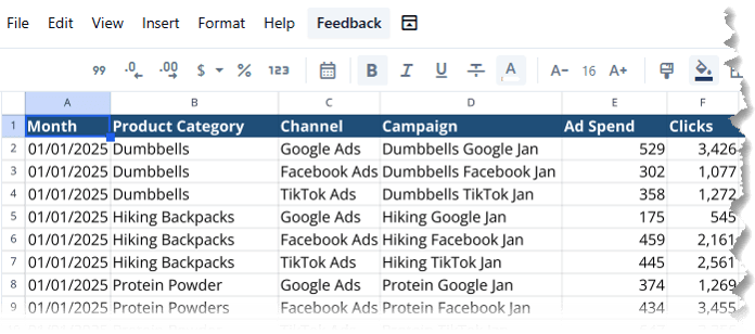 What does a Quatratic AI Spreadsheet look like?