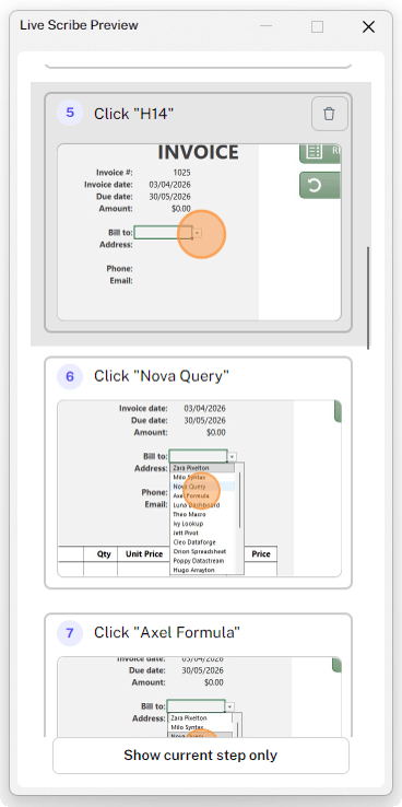 How to let an Excel guide build itself while you work on your Excel sheet?