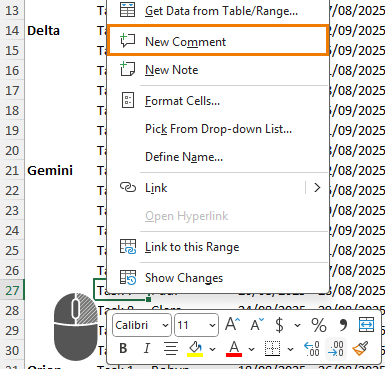 how to insert threaded comments in Excel?