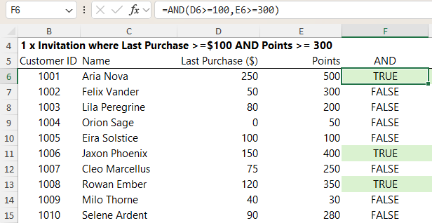 Excel Boolean Logic