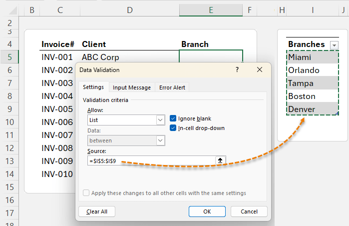 how to create self-updating dropdowns in Excel?