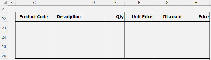 how to format price in an Excel invoice?