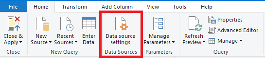 data source setting pbi