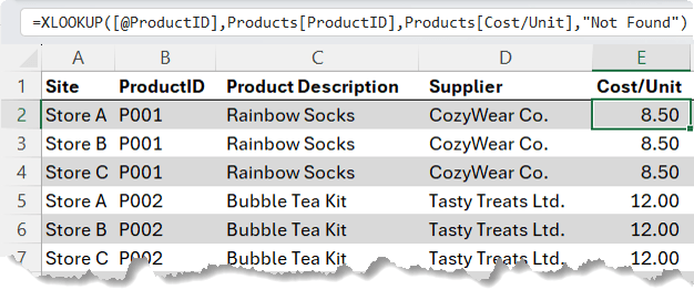 How formulas change for tables in Excel?