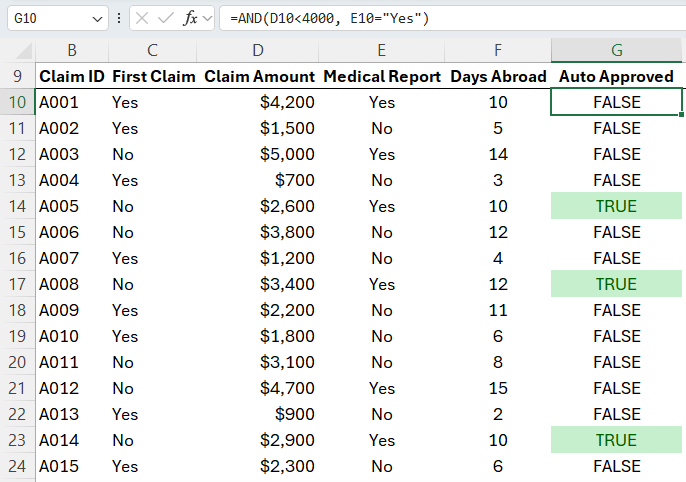how to use IF with AND function in Excel?