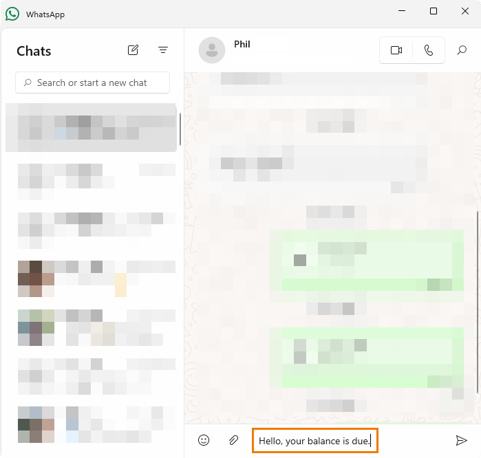 Screenshot of WhatsApp for Windows chat