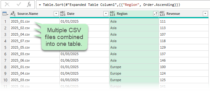 Power Query in Excel automating data cleaning and combining multiple files.