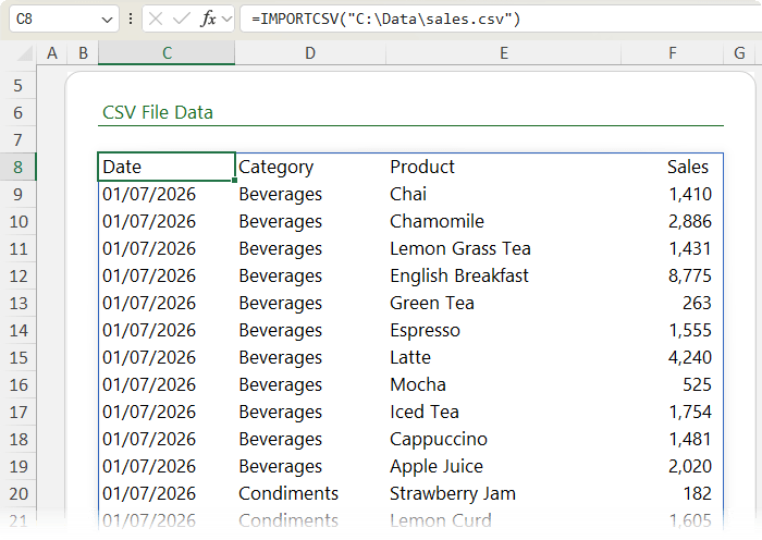 how to import CSV using the import functions in Excel?
