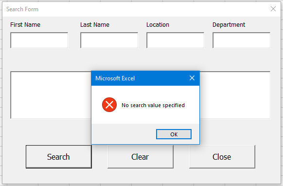 error when no search term specified