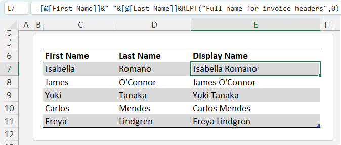 How to Add a Comment to a Text Formula with REPT