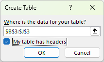 Check my table has  headers
