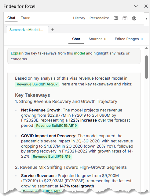 What results to expect from Endex in Excel from analyzing an Income Statement?