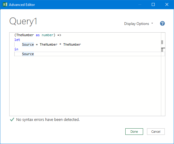 custom function to square a number