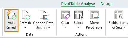 how to autorefresh PivotTables in Excel?