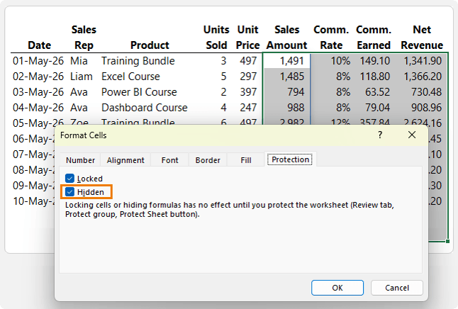 How to hide formulas in Excel?