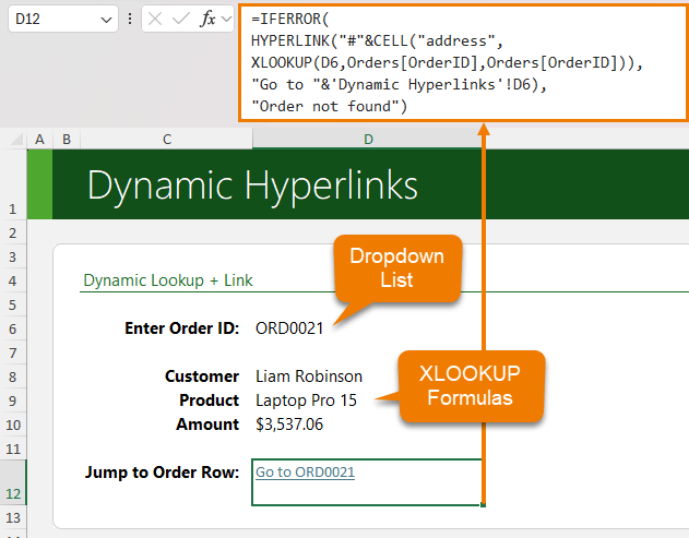 how to create dynamic hyperlinks in Excel?