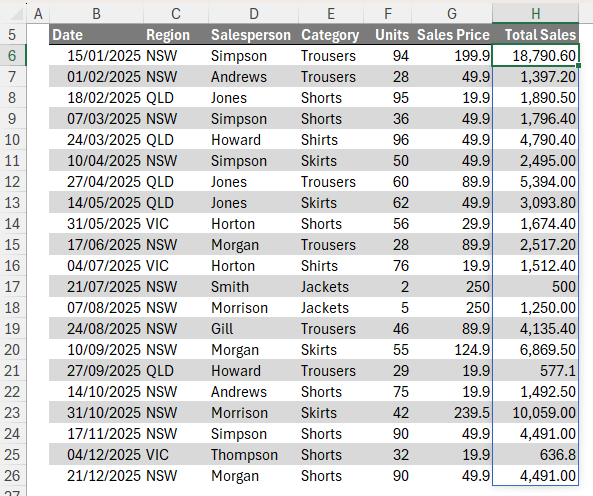 apply formatting to odd rows in Excel