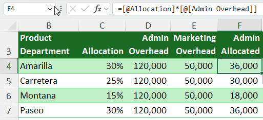 how to lock a row reference in an Excel table?