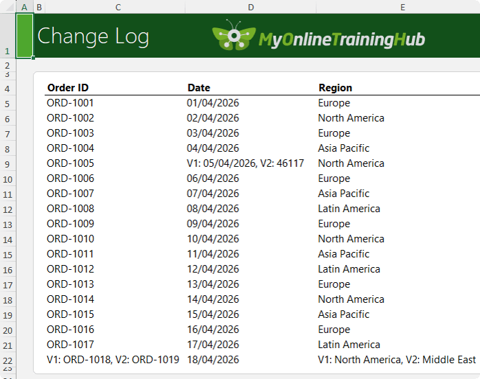 How to create an Excel Audit Sheet (Change Log)?