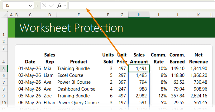 Hiding formulas in Excel