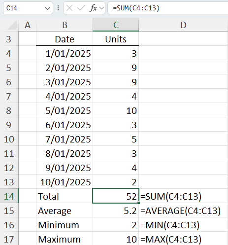 Other Excel function examples