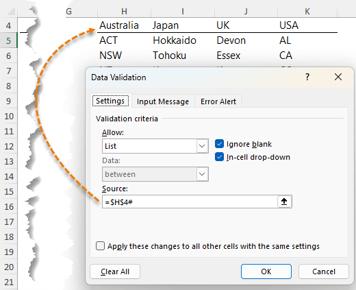 how to use dynamic data validation in Excel?