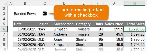 checkboxes in Excel