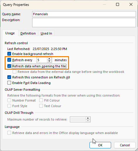 how to refresh data in Excel, automatically?