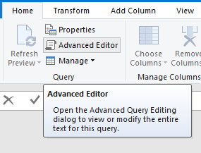 open the advanced power query editor