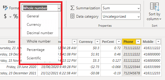 default format list