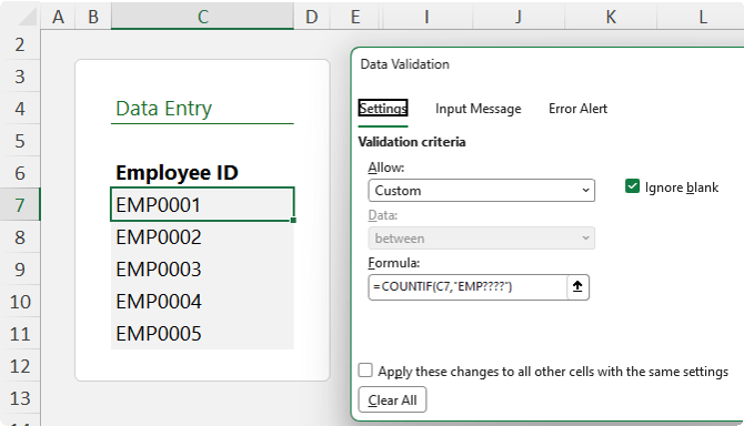How to use Wildcards in Data Validation in Excel?