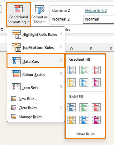 How to format databars using Excel's Conditional Formatting?
