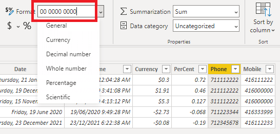 phone number format