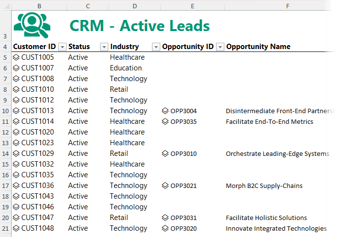 how to create an active leads report in Excel?