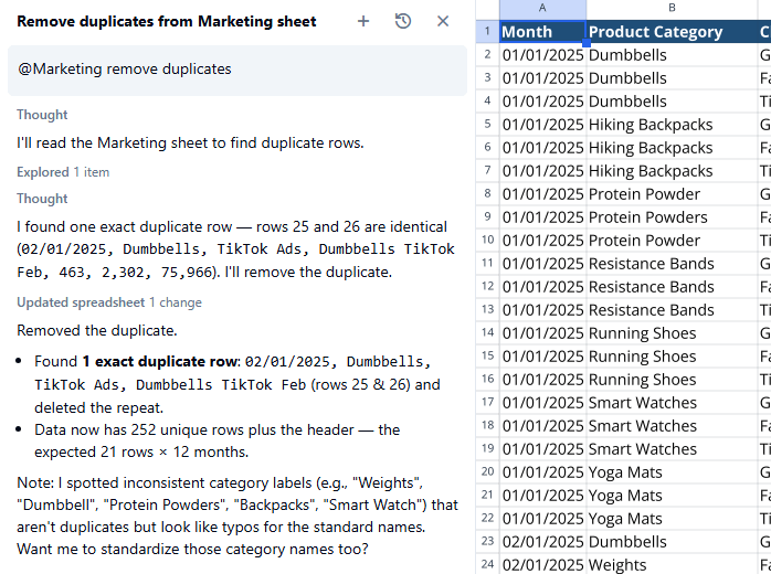 How to remove Duplicates in Excel data using Quatratic AI?