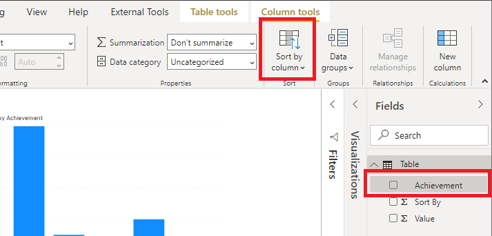 click the sort by column button