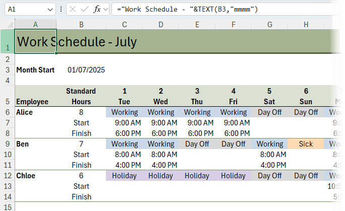 how to create dynamic labels in Excel?