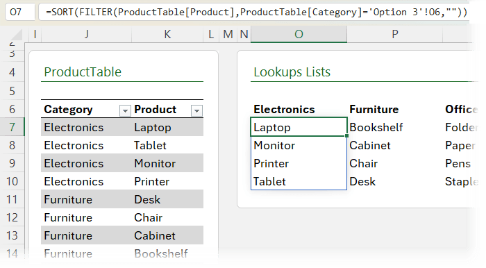 Creating cascading dropdowns in Excel