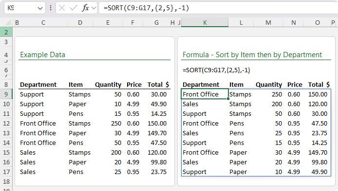 How to perform Multi-Level Sorting With SORT and Curly Braces in Excel?