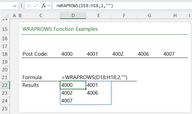 how to use the WRAPROWS function in Excel?