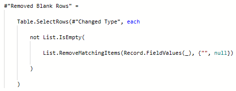 basic m code to remove blank rows