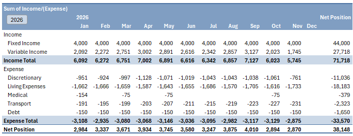how to create a profit and loss statement for personal finance in Excel?
